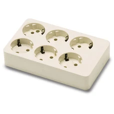 FAMATEL 6-GANG SOCKET OUTLET SCHUKO WHITE