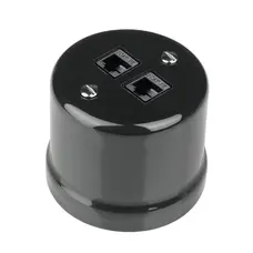 FND PAVIRŠINIS 2XRJ45 CAT6 KOMPIUTERINIS LIZDAS JUODAS PORCELIANAS