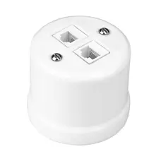 FND PAVIRŠINIS 2XRJ45 CAT6 KOMPIUTERINIS LIZDAS PORCELIANAS BALTAS
