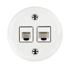 FND PAVIRŠINIS 2XRJ45 CAT6 KOMPIUTERINIS LIZDAS PORCELIANAS BALTAS