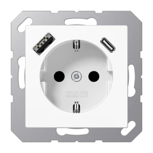 JUNG AS WHITE SOCKET OUTLET WITH 2X USB A + C