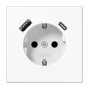 JUNG LS WHITE SOCKET OUTLET WITH 2X USB A + C