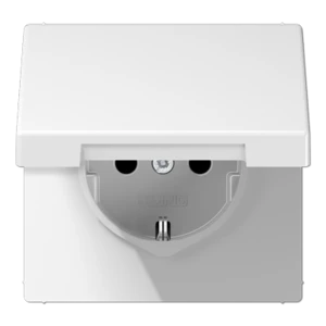 JUNG LS WHITE SCHUKO SOCKET OUTLET WITH LID IP21